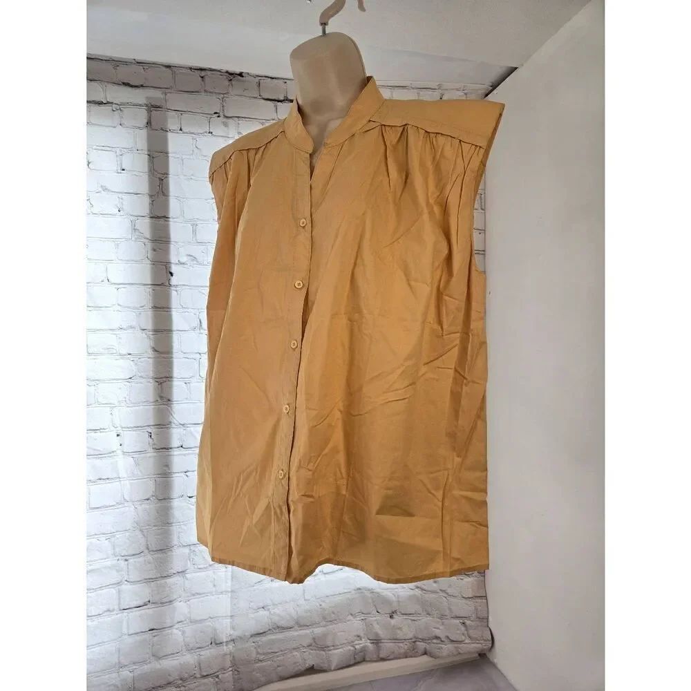 Sollinarry Womens Size Medium Mustard Sleevelss Blouse